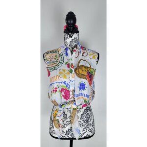 Rachel Zoe Gorgeous Graphic  Multi Patterned Print Button Up Blouse Size XS